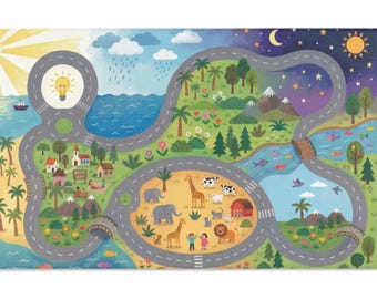 Tapete de juego de la Creación Cristiana – Alfombra de camino con historias bíblicas para niños – Decoración para la educación en casa