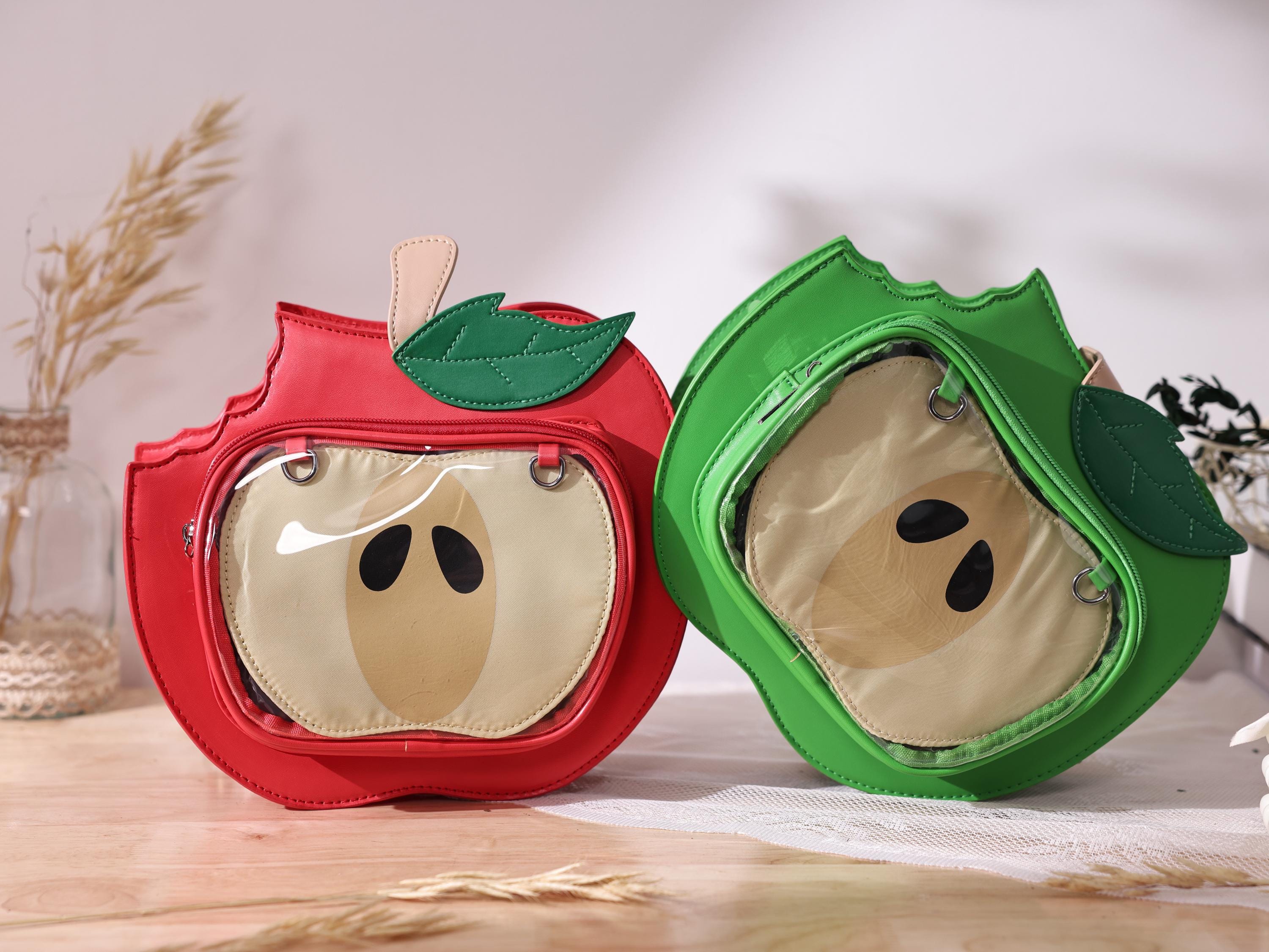 Apple Style Ita Crossbody Bag With Clear Display Window, Cute Pin