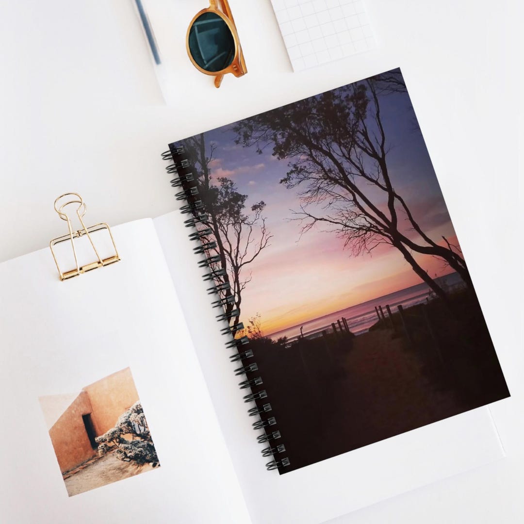 Beach Sunset Landscape Spiral Notebook: Serene Journal, Eco-friendly ...