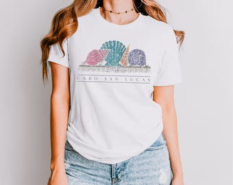 Cabo San Lucas Seashells Beach Graphic T-Shirt