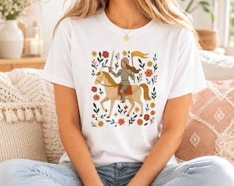 Joan Flower Art Catholic Womens Cute Graphic T-Shirt