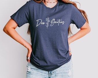 Deo Gratias Catholic Christian Women Girls T-Shirt