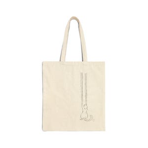 Bolsa de compras reutilizable y ecológica de algodón y lona con dibujo de gato.