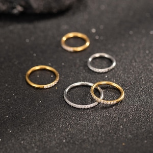 16g Titanium Pave Small Seamless Hinged Clicker Huggie Hoops, 6mm/8mm/10mm/12mm