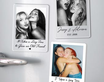 Personalized Best Friend Photo Magnet, Custom BFF Portrait Fridge Keepsake, Besties Photo Magnet