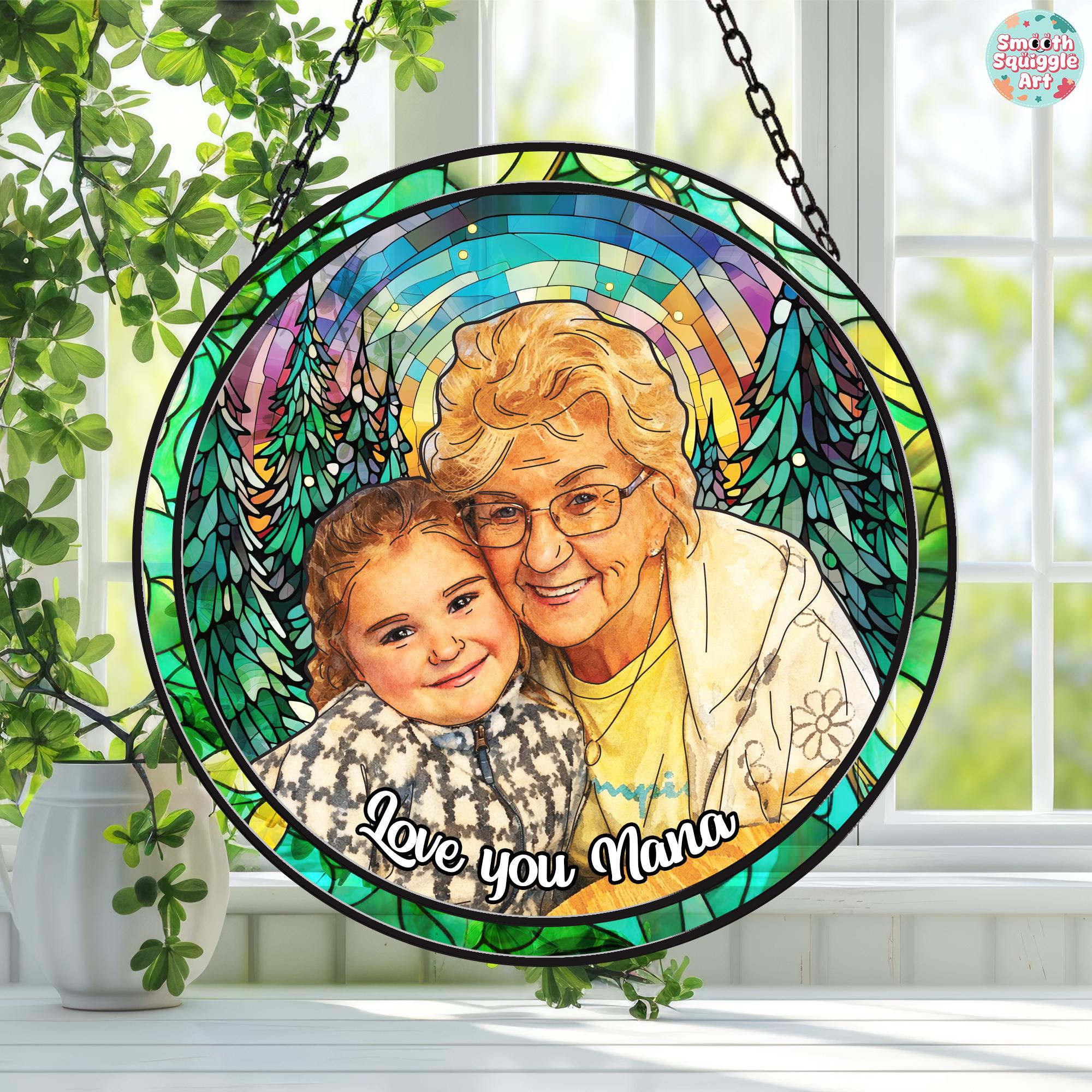 Personalized Family Portrait Stained Glass Suncatcher, Gift for Mom ...