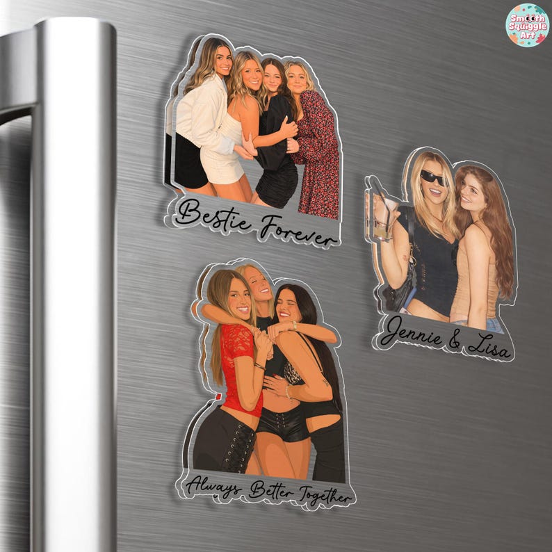 Personalized Best Friend Magnets, Custom Photo Portrait Fridge Magnet, Besties Gift, Gift Ideas For Best Friend