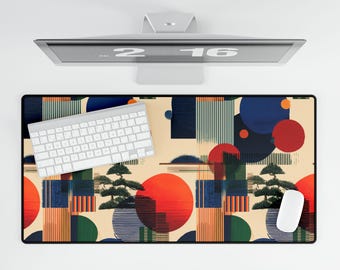 Alfombrilla de escritorio con estampado japonés, almohadilla de escritorio estilo kimono / Configuración de escritorio de lujo con estética / Diseño textil tradicional japonés - Pino