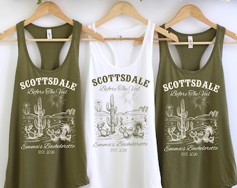 Custom Desert Bachelorette Tank Tops, Cowgirl Bridal Party Tank Top, Scottsdale Before the Veil, Western Bride Group Tank, Bridesmaid Tank