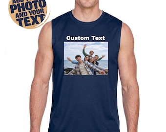 Performance Muscle Custom Picture T-shirt Tank Top, Create Your Own Tank Top, Family Picture Tee, Gift for Father's Day, Custom Photo Tank