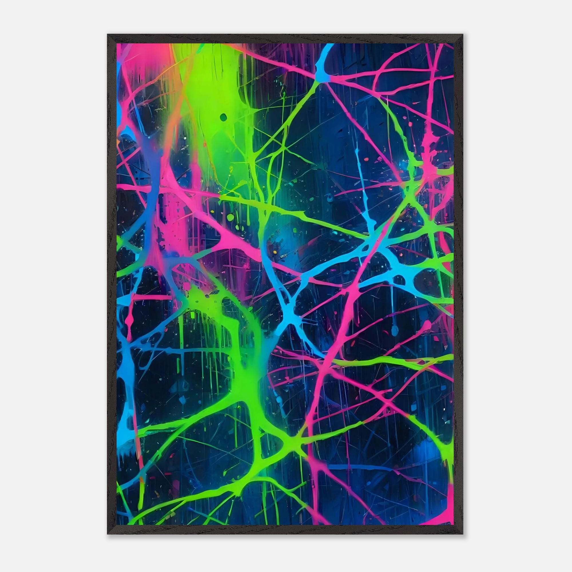 Jackson Pollock Style Cyberpunk Abstract Art, Neon Glow Painting ...
