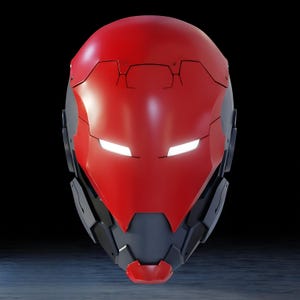 Crimson Cyberpunk Vigilante Helmet: 3D Printable STL Cosplay Mask