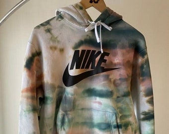 Hand dyed hoodie / greens earth tones / tie dye hoody / ice dye sweatshirt