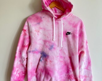 Hand dyed hoodie / pink / ice dye sweatshirt / tie dye hoody / ready to ship / size S