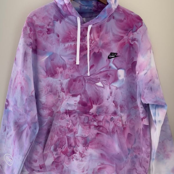 Hand dyed hoodie / purples / tie dye purple hoody / unique custom ice dyed sweatshirt / petal pattern