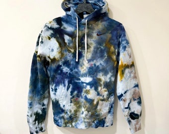 Hand dyed hoodie / blue and amber / tie dye hoody / hand dyed ice dyed sweatshirt