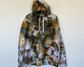 Hand dyed hoodie / neutrals and greens / tie dye hoody / hand dyed ice dyed sweatshirt / unique colorful hoodie