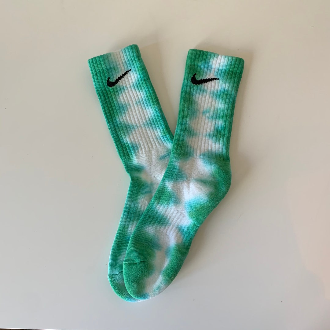 Tie Dye Socks / 1 Pair / Kelly Green / Custom Hand Dyed / Etsy