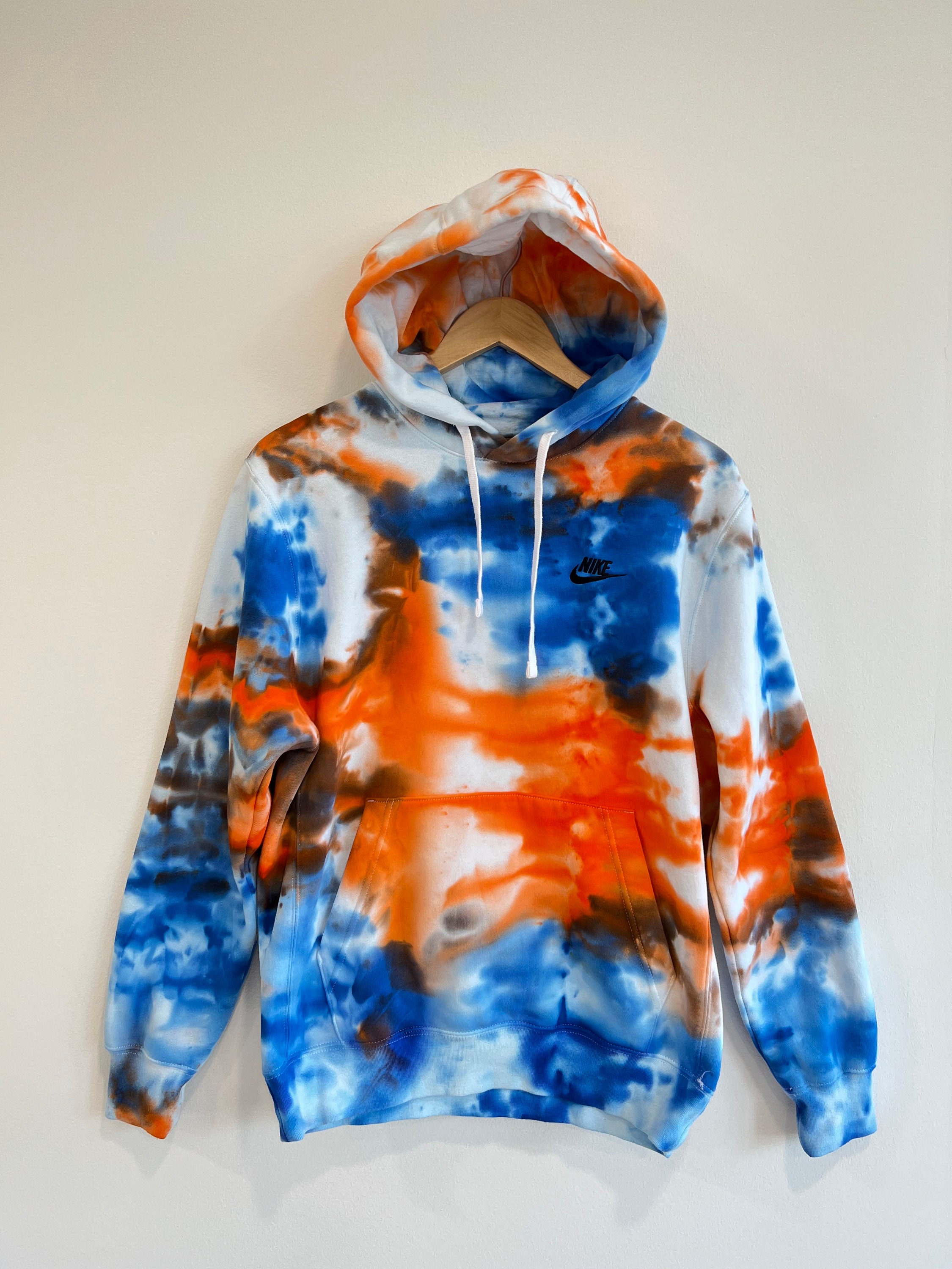 Orange and white tie dye hoodie clearance