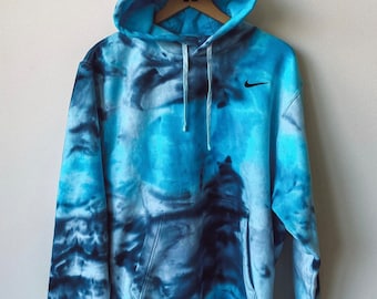 Hand dyed hoodie / blue waves / tie dye hoody / hand dyed ice dye sweatshirt