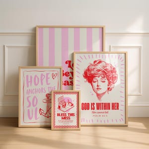 Christian Wall Art Prints Set: Retro Bible Verse Decor (Digital Download