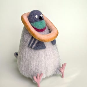 Needle Felted Pigeon Car Accessory | Cute Driver Gift, Wool Scent Diffuser, Funny Bird Ornament for Bird Lovers