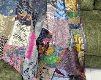 Bohemian Patchwork Quilt Kantha Quilt Handmade Vintage Quilts Boho King Size Bedding Throw Blanket Bedspread Quilting Hippie Quilts For Sale