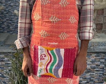 Bohemian Apron | Vintage Kantha Aprons | Handmade Quilted Cotton Boho Kitchen Wear