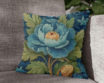 William Morris Floral Pillow – Woven Botanical Tapestry Design