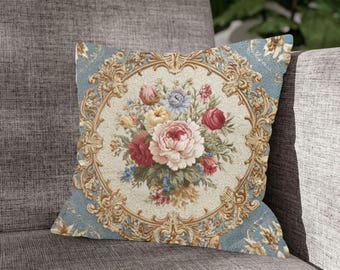 Antique Floral Tapestry Pillow – Vintage Ornate Home Decor