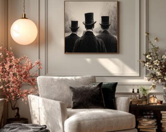 Pissarro & Turrell-Inspired Art – Three Men in Top Hats Poster