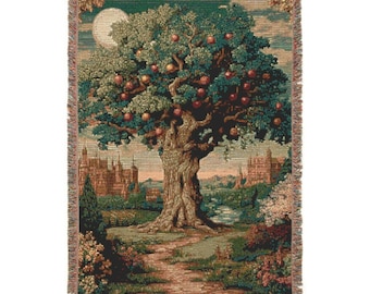 Manta tejida con el Árbol de la Vida: Decoración espiritual bohemia