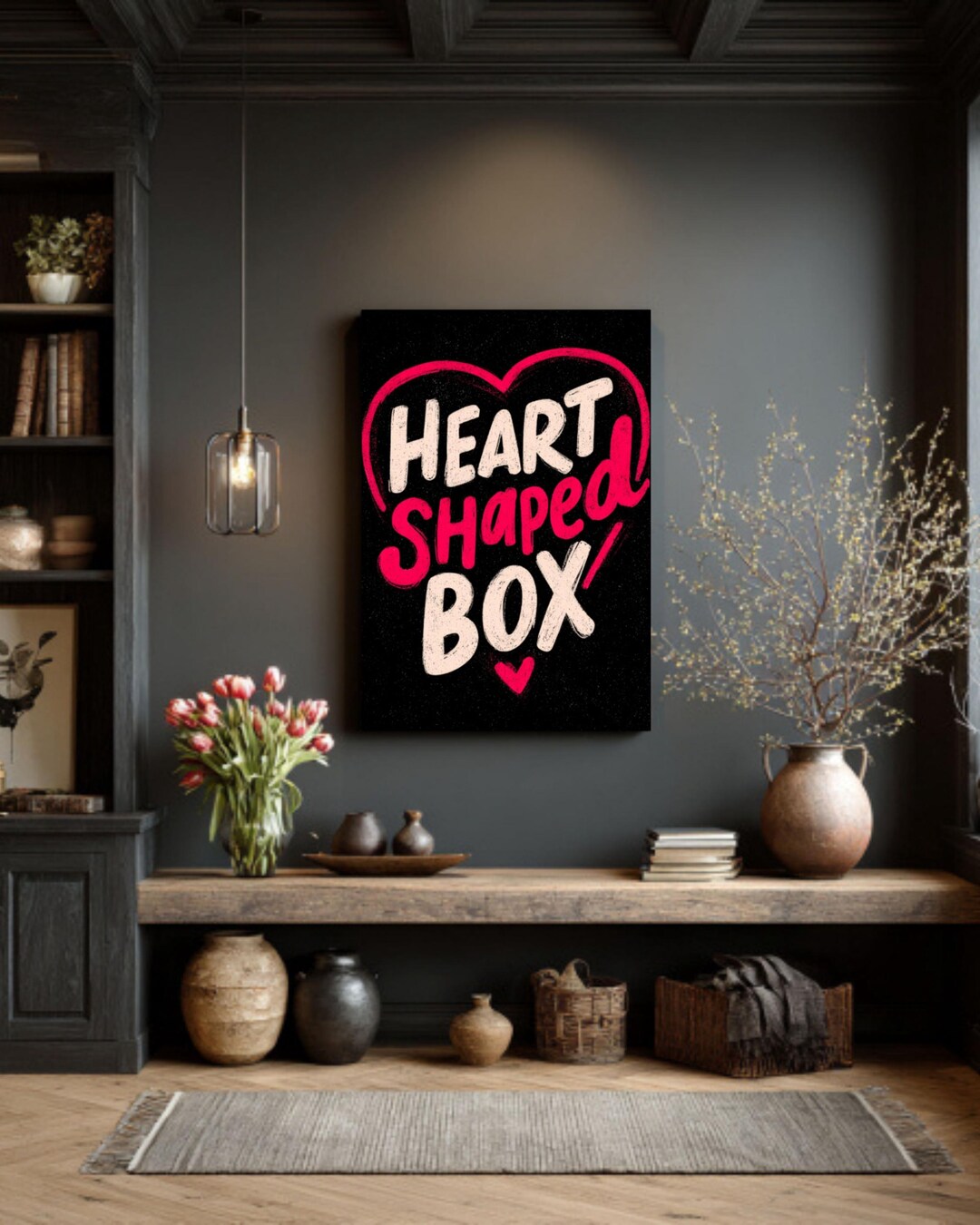 Heart Shaped Box Art – Pink Love Letter Font, Red Heart Illustration ...