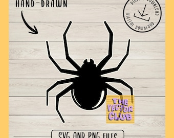 Handgezeichnete Halloween Spinne Clipart - SVG & PNG (Digitaler Download)