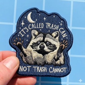 Funny Raccoon Embroidered Patch, Sarcastic Trash Panda Work Meme Iron-On Badge for Jacket Backpack Gift