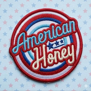 American Honey geborduurde patch – patriottische zoete quote opstrijkpatch voor rugzak, jas, hoed, VS DIY-cadeau