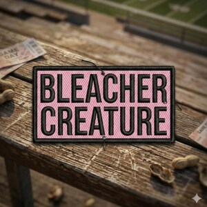 Bleacher Creature Embroidered Patch, Funny Sports Fan Iron-On Patch, Game Day Baseball Badge, Stadium Humor Patch for Jacket Hat Backpack