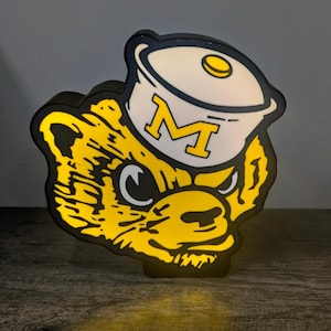 Vintage University of Michigan LED Light Box: 3D Printed USB Sign