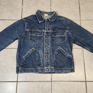 VTG 70s GWG Denim Jean Jacket Size 46 large Blue Trucker Canada Workwear