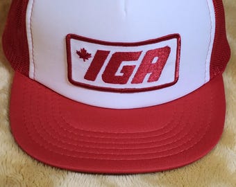 Vintage IGA trucker hat Made by Athletic Head Wear Snapback