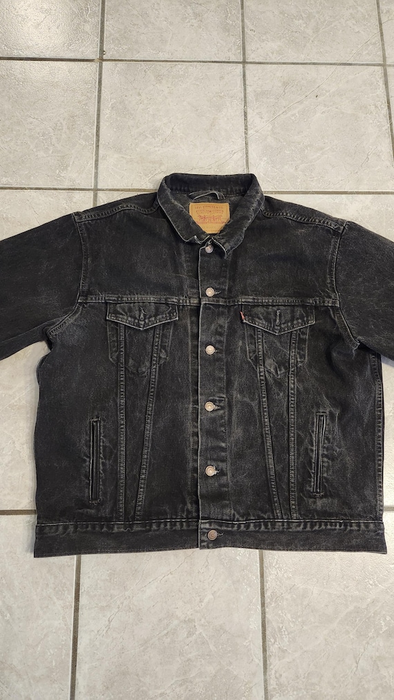 Vintage 90s Levi's Denim Jacket Black Size XL 70507-4… - Gem