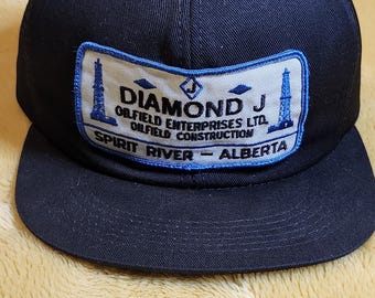 Vintage Diamond J Oilfield Construction Spirit River snapback Trucker hat Oilfield