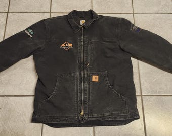 Carhartt C61 BLK Ridge Coat Sherpa Lined Faded Worn  Mens Large