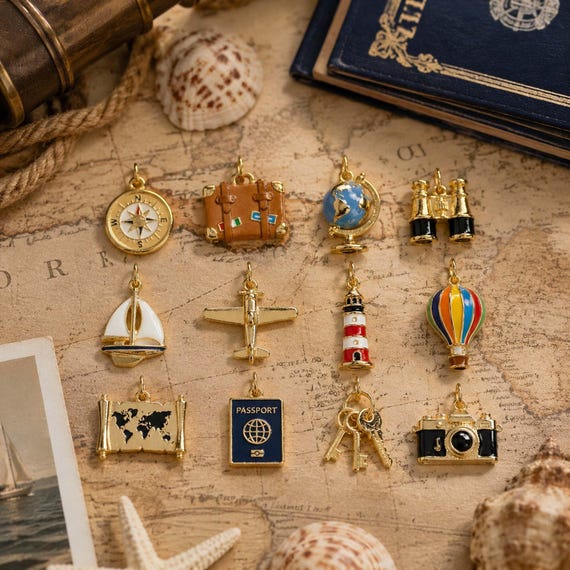 Travel Charm Necklace, Wanderlust Jewelry, Adventure Gift, Vintage World Map Pendant, Travel Lover Gift