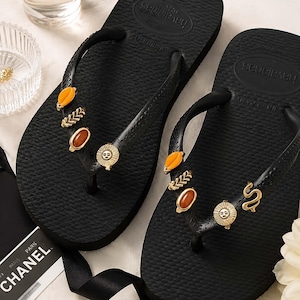 Metal Flip Flop Charms Clip On, Beach Sandal Decorations, Removable Shoe Charms for Havaianas, Summer Women Footwear Accessories