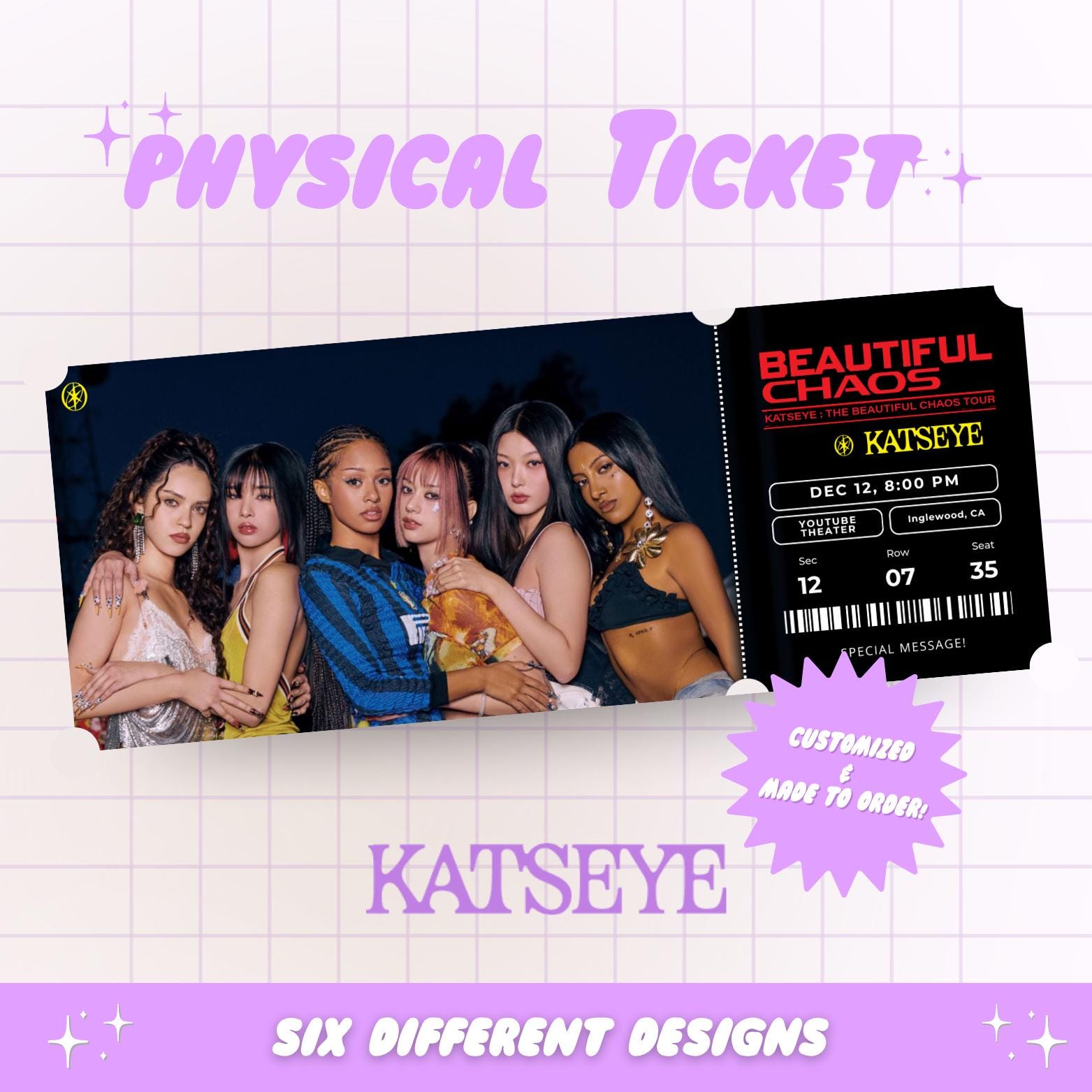 katseye-beautiful-chaos-tour-commemorative-ticket-personalized