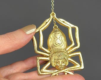 Spidora Necklace, Gold Plated Spider Woman Pendant