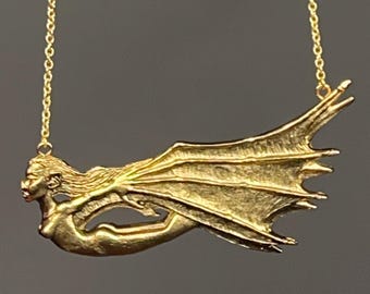 Flying Vampire necklace - gold finish