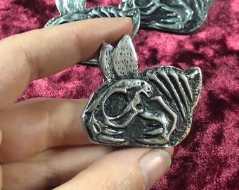 Killer Bunny Skeleton metal pin