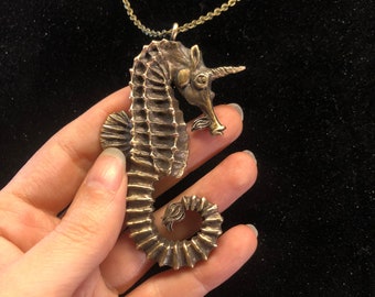 Sea Unicorn necklace - vintage brass finish